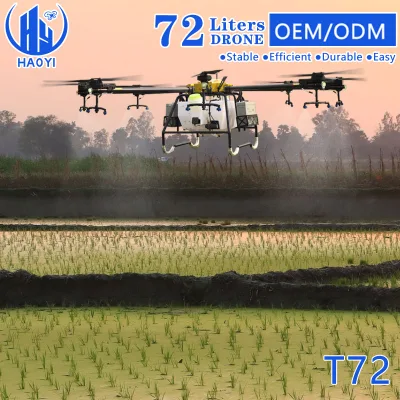 Mejor 72L Drones agrícolas Proveedor de riego Fumigasion Agricola Control remoto Pulverizador de pesticidas Agricultura Sprayer Drone con cámara FPV