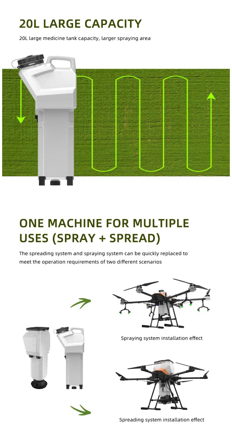 G620 Uav Crop Fertilizer Spray Drone Fumigacion Uav for Agricultural Sprayer