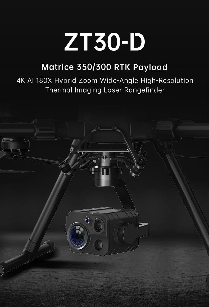 Siyi Zt30-D Optical Pod Four Sensors Gimbal Camera 4K 8MP 180X Hybrid 640 X 512 Thermal Imaging 1.5 Km Laser Rangefinder 2K Wide Angle