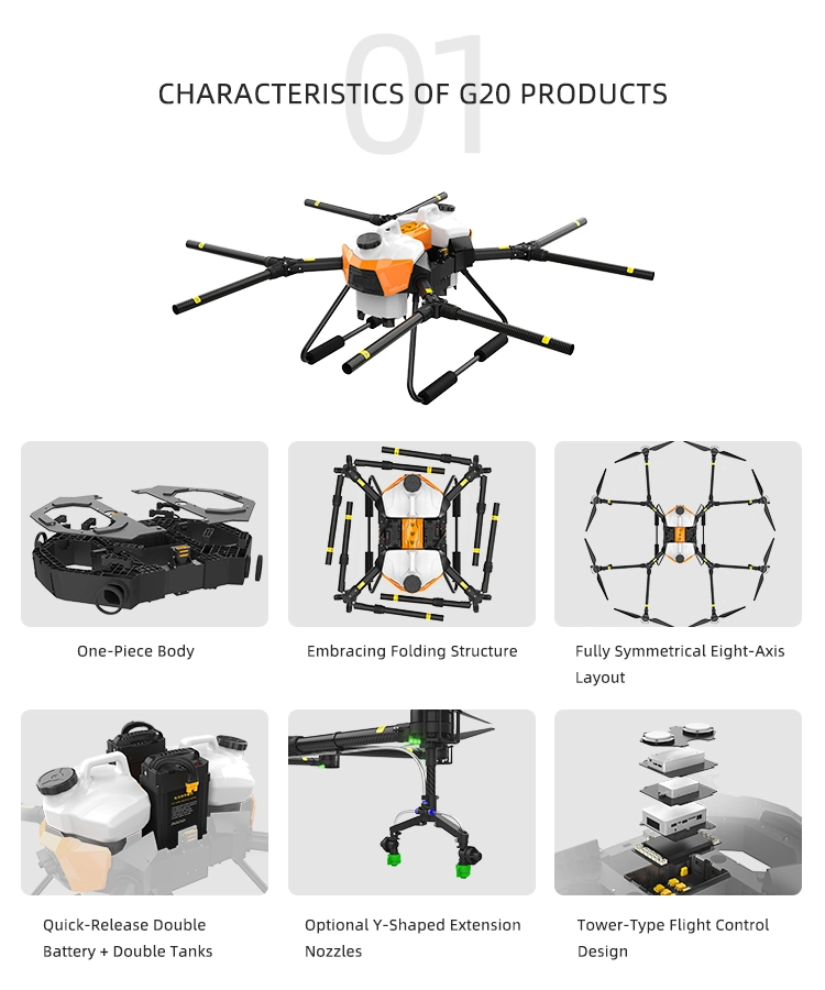 Eft Factory G20 Spray Drone Frame Folding Eight-Axis Quick Release Double Water Tank Frame