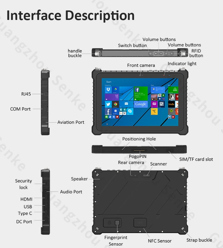 Rugged Tablet PC 10.1 Inch IP67 Waterproof Scanner Tablet Panel for Coal Mine Industrial Tablet