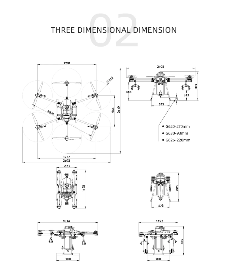 G630 Six-Axis Agriculture Pesticide Helicopter Drone