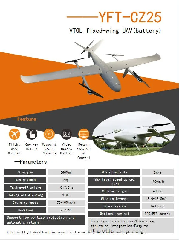 Vtol Drone Factory Security Uav for Air Surveillance