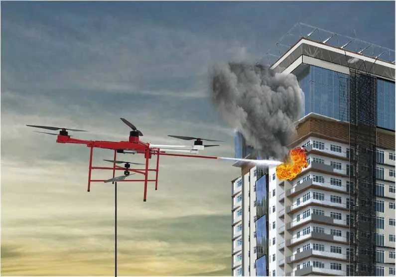 Long Endurance Tethered Pipe High Building Fire Rescue Extinguishing Drone Uav