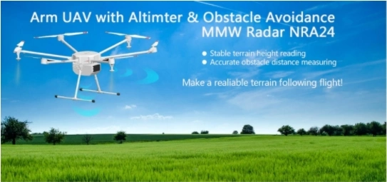 Nanoradar 24GHz Height Measure Radar Sensor for Agricultural Uavs Drone Supporting 200meters Detection Range