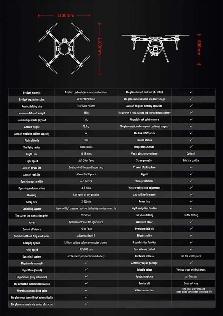 The Most Efficient 16 Liters Uav Agricultural Drone Sprayer