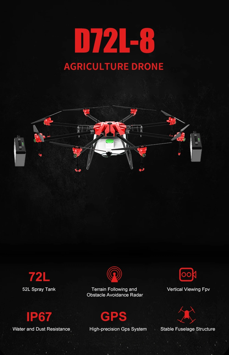 8 Axis Motors Autonomous Agricultural Battery Drone for Chemical Spraying and Seeds Spreading