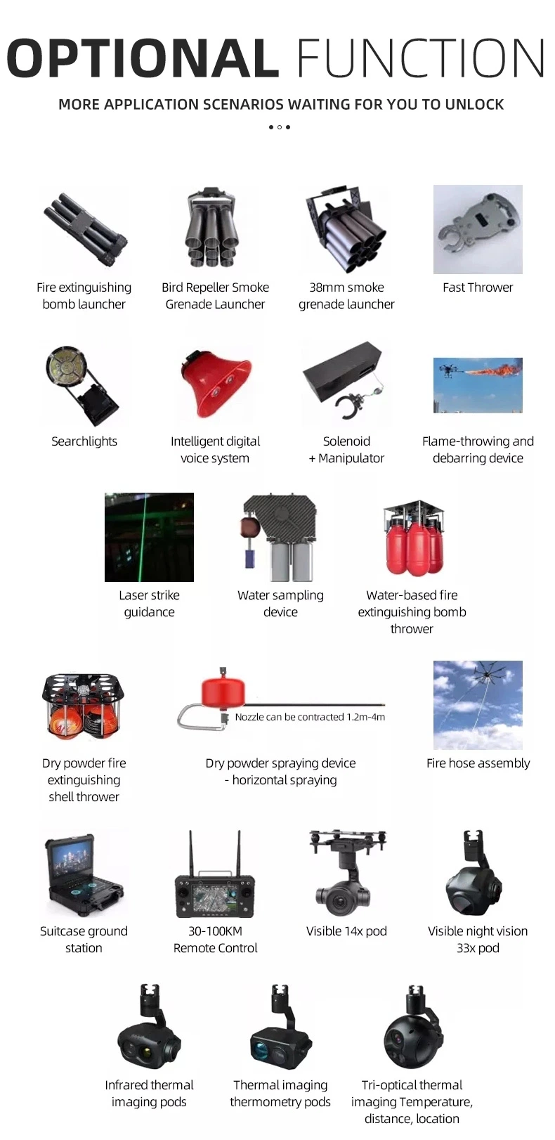 Remote Control Carbon Fiber Frame Long Distance 100kg Payload Industrial Agricultural Delivery Crop Transport Drone for Agriculture Use