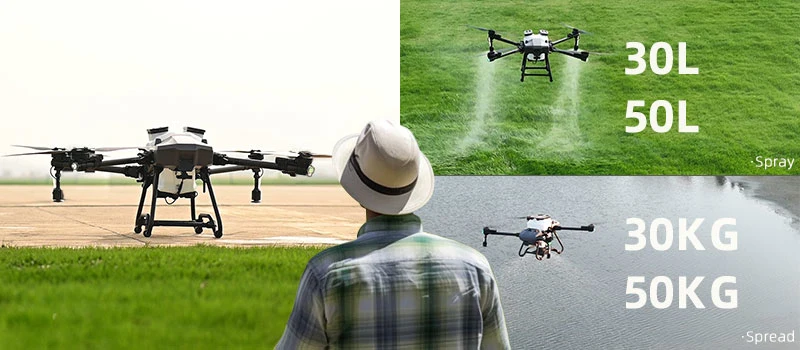 30L 50L Pesticides Crop Spraying 4 Rotor Fumigation Agricultural Drones Heavy Payload Remote Control Night Flight Agricultural Drone with Fertilizer Spreader