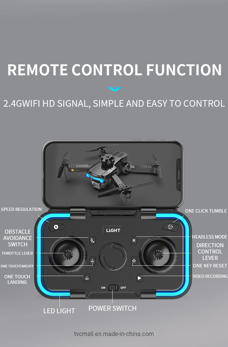 CS9 Single-Lens Foldable RC Drone 4-Axis Camera Quadcopter with Altitude Hold, Headless Mode, One-Key Return, Speed Adjustment - Black