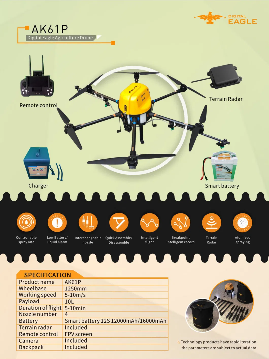 10L Agriculture Drone Crop Sprayer for Plant Protection and Farm