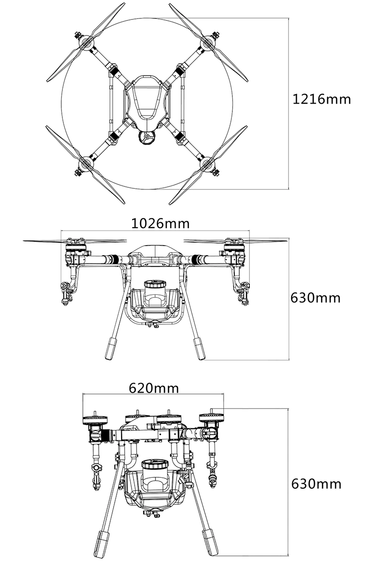 Universal Agri Agro Uav Rack Cost-Effective Ductility Dron De Fumigacion Agricola 4-Axis Quadcopter 10L DIY Citrus Sprayer Agriculture Drone Rack