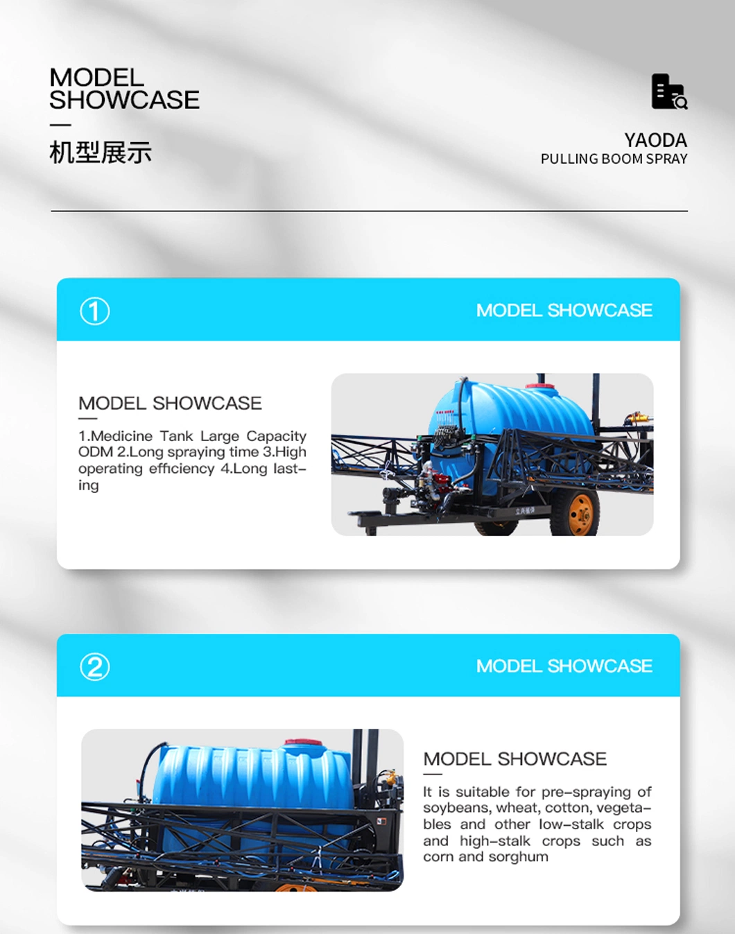 3000L 1year Yaoda Container Hlj, China Irrigation Tractor Drawn Boom Sprayer