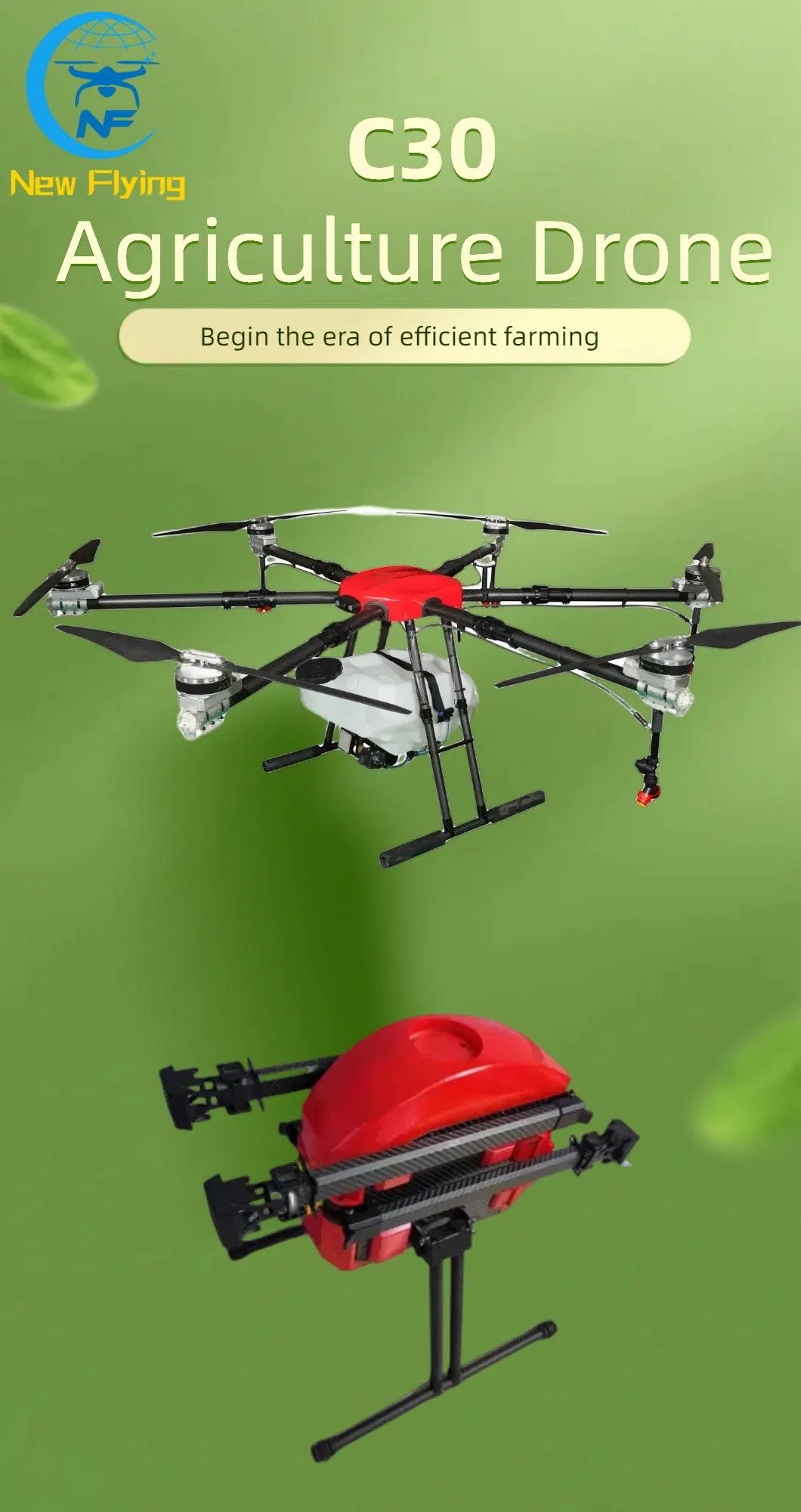 Six Axis 30 Capacity Sprayer Agriculture Drone with Backup Power