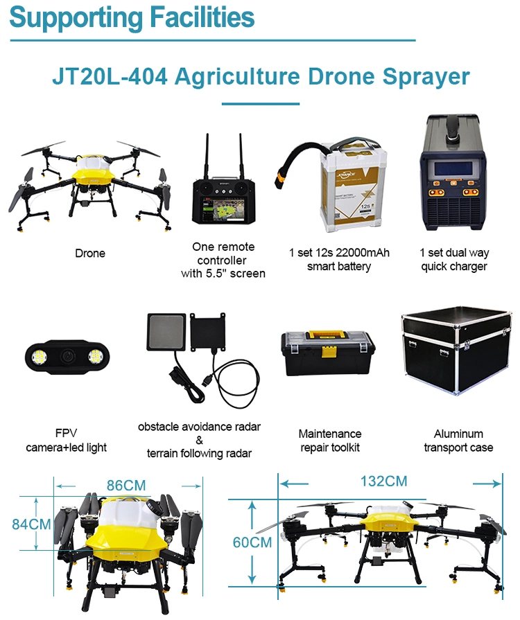 Big Agricultural Drone Autonomous Chemical Sprayer Drone Similar to T20 Agras Drone Pulveriz Fumigation