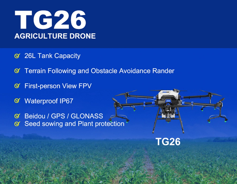 26liter Durable Large Flow 6axis Agricultural Spraying/Granule Spreading Drone