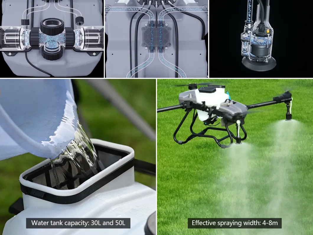 New Type Detachable 30-50L Water Tank Uav Drone Agriculture Spray with Fogger Device 4-Axis Agriculture Drone Crop Sprayer with Centrifugal Nozzles