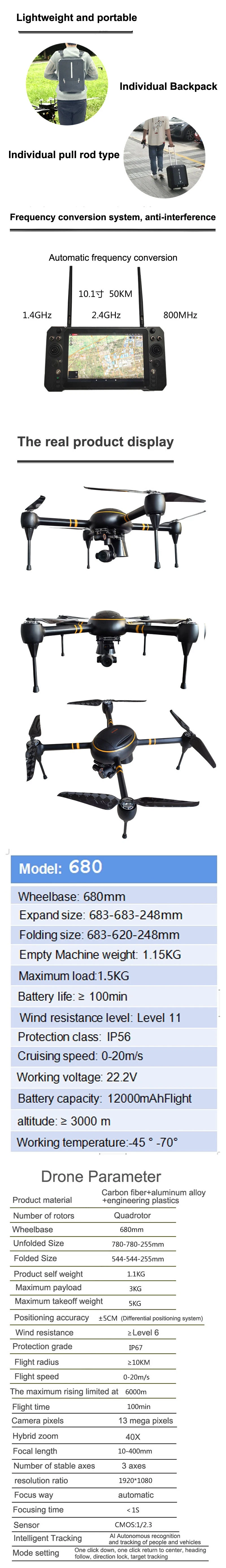 Wholesale Hot Sale 14xzoom 13MP 100 Minutes Endurance 1.5kg Paload Rescue Transportation Inspection Drones From Factory