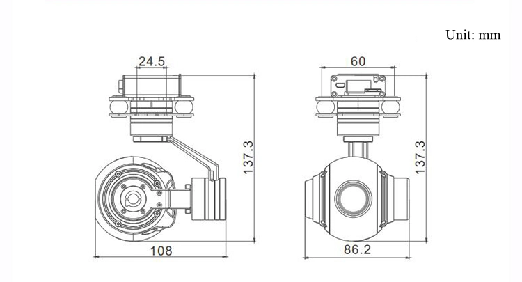 Popular Small 3-Axis IP Hdr Starlight Night Vision 3-Axis Stabilizer Light Weight Drone Camera