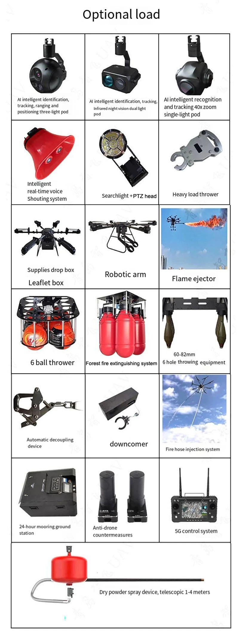 Popular Loaded 1.5kg 100 Minutes Endurance 13MP 14xzoom HD Inspection Transportation, Firefighting and Rescue Drone