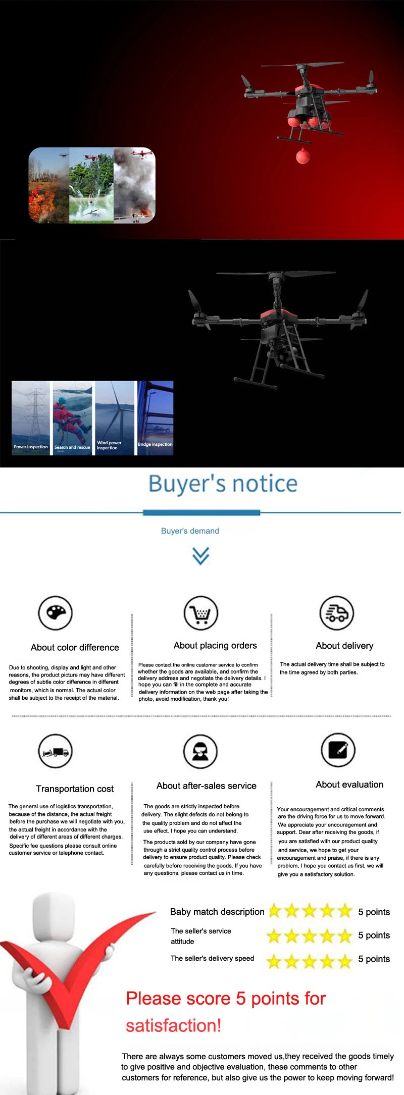 a Six-Rotor Drone Tranportation Inspection Drone 1.5kg Payload 20MP Drone