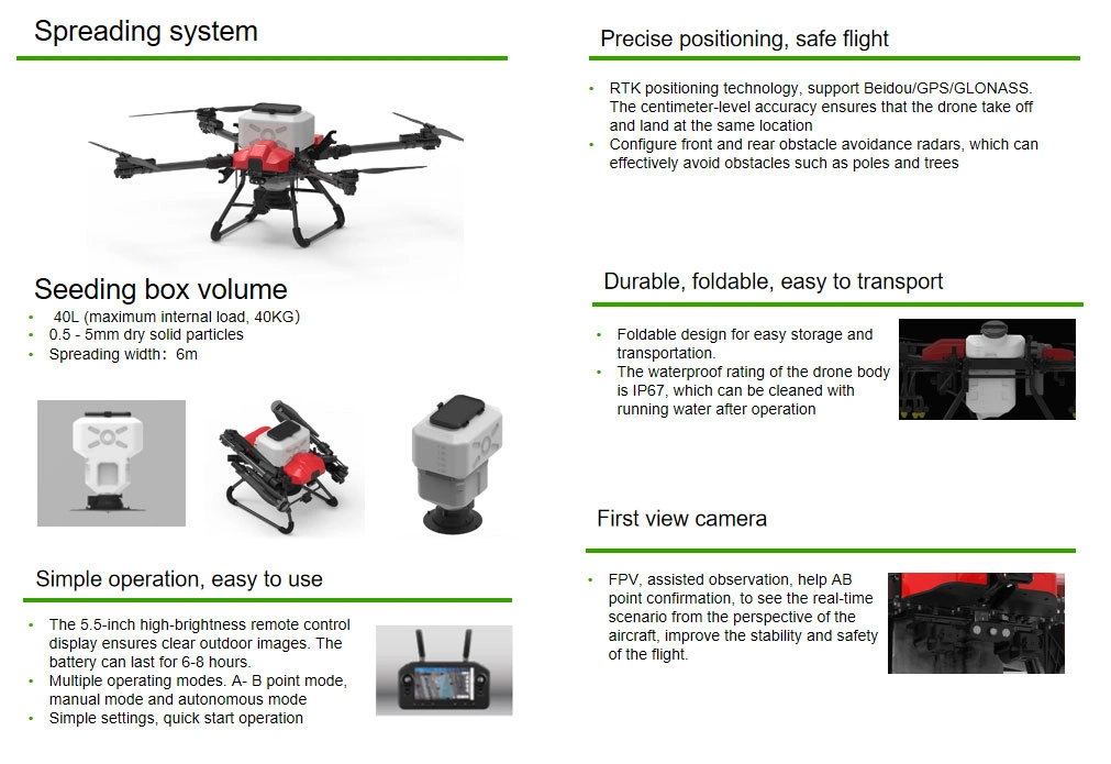 8~12ha/Hour Efficiency Aviation Carbon Fiber Sprayers Centrifugal Atomization Nozzles Pesticide Drone Sprayer with Terrain Tracking Radar