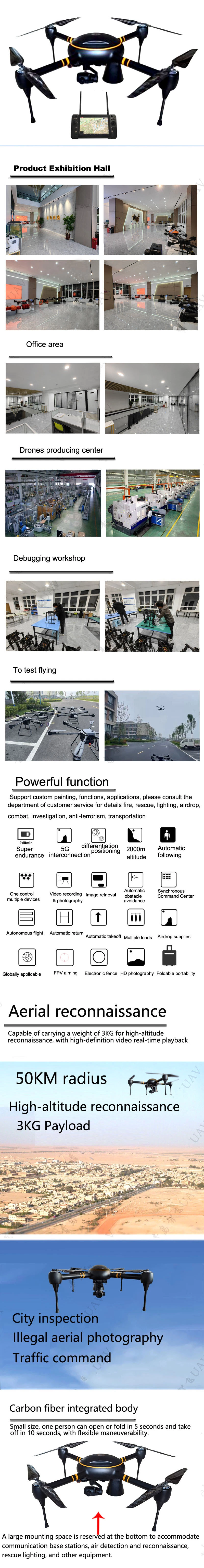 Wholesale Hot Sale 14xzoom 13MP 100 Minutes Endurance 1.5kg Paload Rescue Transportation Inspection Drones From Factory