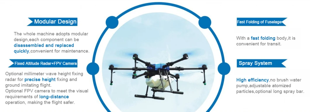 Wenxin Long Range Fast Folding 6/10/12/16/20/30L Agricultural Sprayer Uav Drones with Fixed Altitude Radar and Fpv Camera