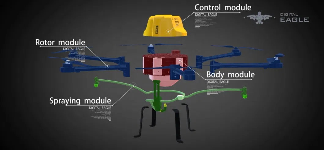 Digital Eagle Ak-61 Agriculture Uav Automatic Route Planning Aircraft Helicopter