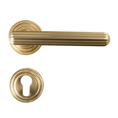 Decorative Bedroom Magnetic Door Lock European Style Gold Textured Door Handle Wholesale Zinc Door Handle