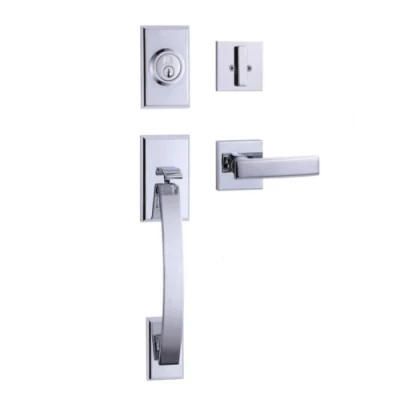 Luxury Type Door Handleset Polished Gold Finish Single Cylinder Classic Front Door Lock with Lever Handle