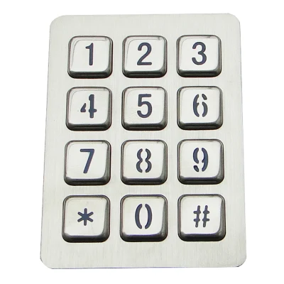  Small Size Stainless Steel Metal Keypad with 12 Backlit Keys in 3 X 4 Matrix