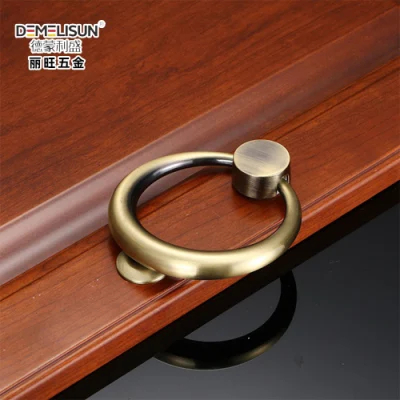  Stock Furniture Drawer Ring Pull Handles Vintage Cabinet Pull with Ring, Round Ring Brass Door Knocker Pull Handle