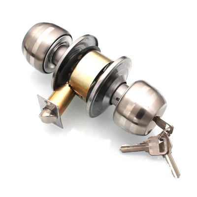  Round Knob Entry Front Gold Door Knobs Interior Handle with Lock