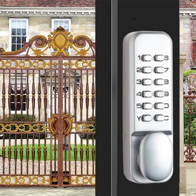  Silver Digital Lock Entry Set/Waterproof Smart Lock/ Code and Key Function Widely Used in Yard Outdoor Iron Door