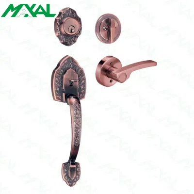 Maxal Antique Copper American Tubular Grip Set Handle Set Door Lock