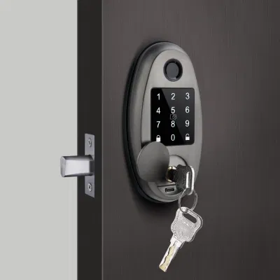  Amazon Basics Contemporary Electronic Keypad Deadbolt Doot Lock, Keyed Entry, Oil Rubbed Bronze