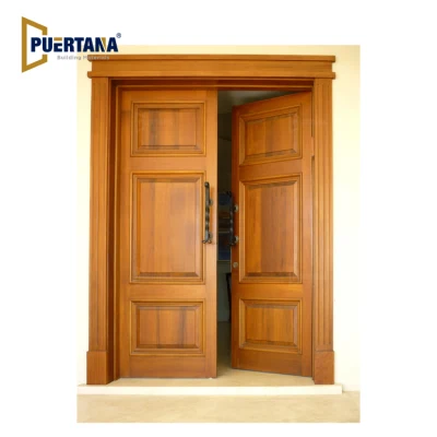 Villa Popular Design Modern Entrance Front Teak Wood Double Door
