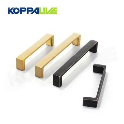 Koppalive Contracted Rectangle Kitchen Cabinet Door Handles Gold Furniture Brass Pull Handle