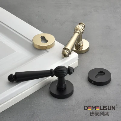 Wenzhou Liwng Luxury Door Handles Golden Polishing Interior Bedroom Handle Lock Set