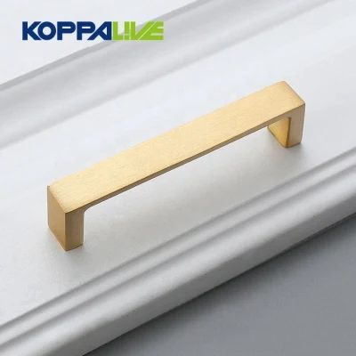 Koppalive Contracted Rectangle Kitchen Cabinet Door Handles Gold Furniture Brass Pull Handle