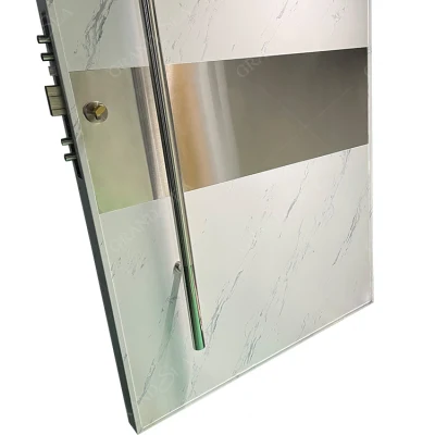 Lemon Luxury Smart Lock Exterior Modern Home Entry Custom Aluminum Wood Stainless Steel Pivot Front Door