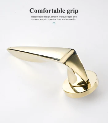  Wooden Door Handle Modern Zinc Door Knob Interior Gold Door Lock Set