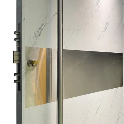 Lemon Luxury Smart Lock Exterior Modern Home Entry Custom Aluminum Wood Stainless Steel Pivot Front Door