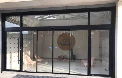  Commercial Industrial Aluminum Alloy Tempered Glass Telescopic Sliding Safety Glass Automatic Entry Gate