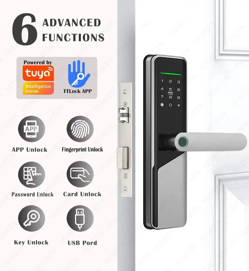 Security Keyless Entry Fingerprint Door Lock WiFi Tuya APP Electronic Keypad