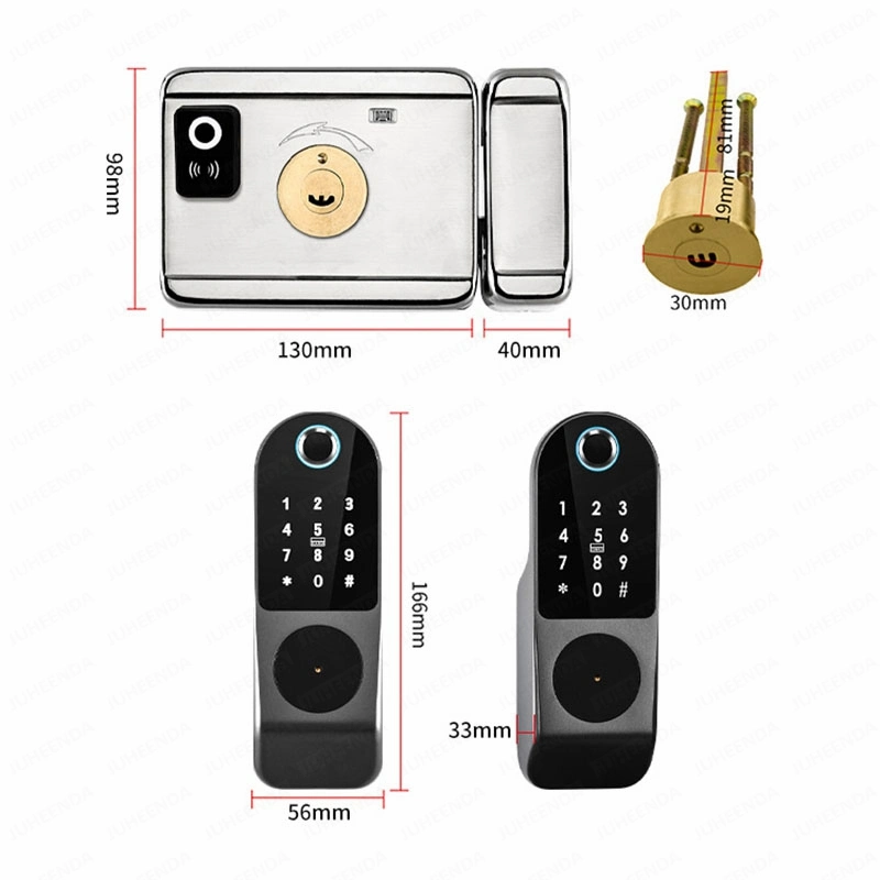 Ttlock Smart Door Lock Outdoor Tuya WiFi Fingerprint Lock Double Side Digital Code IC Card APP Electronic Apartment Gate Lock