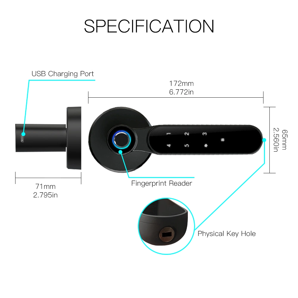 Tuya Blue Tooth Door Lock Unlock Fingerprint, Password, Key, APP RFID Security Appartment, Office, Hotel Smart Home Automation