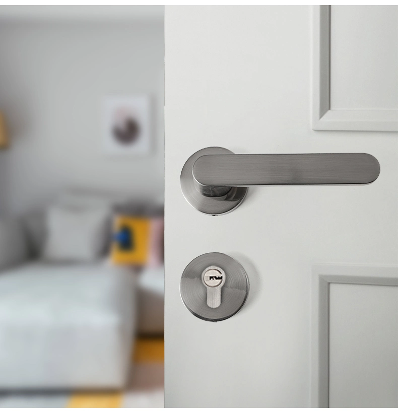 Minimalist Nordic Style Zinc Alloy Indoor Bedroom Universal Door Lock Set with Key Home Lever Door Handle