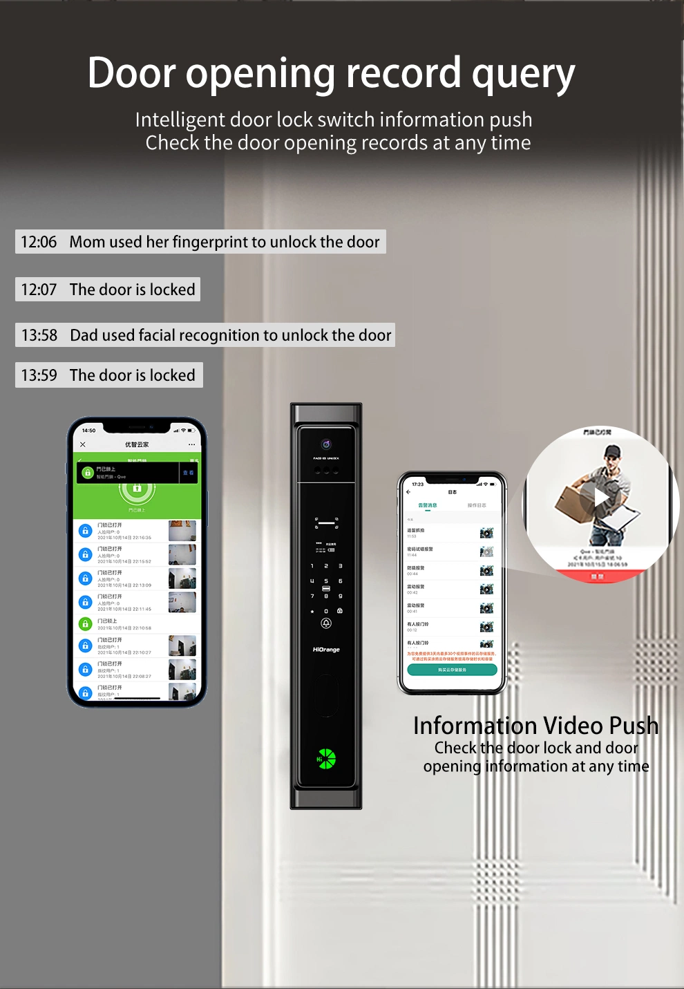 China Factory Tuya Electronic Digital Automatic 3D Face Finger Print Door Lock